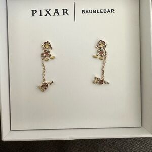 BaubleBar Gold and Brown Slinky Dog Double Hole Earrings